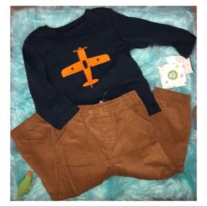 Corduroys & Long Airplane Tee ✈️